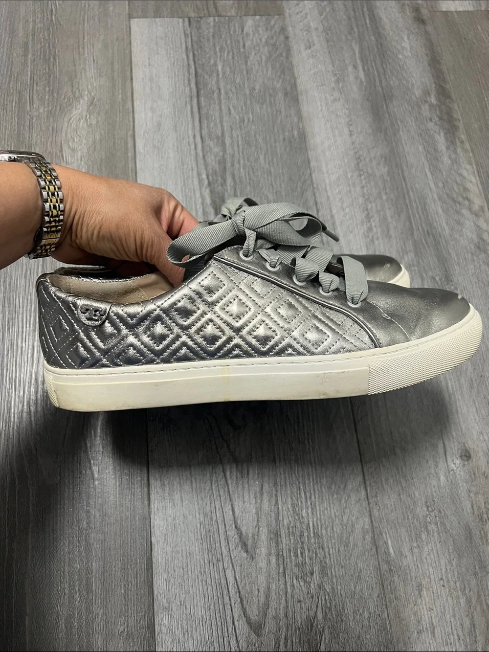 Tory Burch Marion Quilted Sneaker /Gunmetal/ size 10